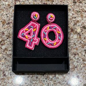 Pink Beaded Number Earrings
